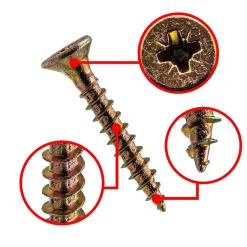 Vis pour aggloméré Klimas KMH tête fraisée PZ zingué jaune 3 x 25 mm 1000 pièces