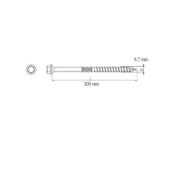 Vis pour charpente en bois, revêtement organique, 6,7x200 mm - 50 pièces