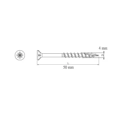 Vis pour terrasse Pozidriv acier 4 x 50 mm Diall, 500 pièces