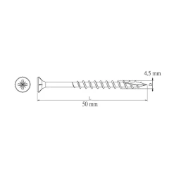 Vis pour terrasse Pozidriv acier 4,5 x 50 mm Diall, 500 pièces