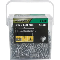 Vis pour terrasse Torx acier inoxydable A2 5 x 50 mm Turbodrive, 500 pièces