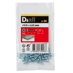 Vis zinguée autoperceuses à tête plate 3,5x13 mm, 25 pièces