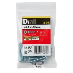 Vis zinguée autoperceuses à tête cylindrique, 4,2x32 mm - 25 pièces