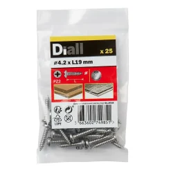 Vis zinguée autoperceuses à tête cylindrique acier inoxydable A2, 4,2x19 mm - 25 pièces