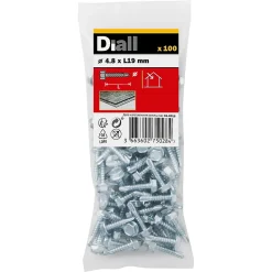 Vis zinguée autoperceuses à tête hexagonale, 4,8x19 mm - 100 pièces