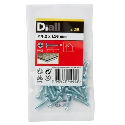 Vis zinguée autoperceuses à tête cylindrique, 4,2x16 mm - 25 pièces