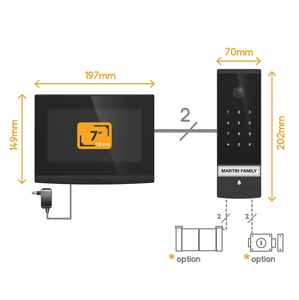 Visiophone 7" filaire avec clavier intégré connecté haute résolution 3K Extel Open 3K - Extel - 720330