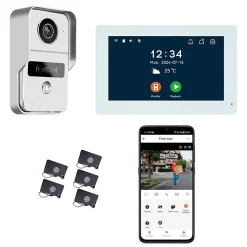 Visiophone connecté 2 fils avec lecteur RFID et enregistreur de visiteurs