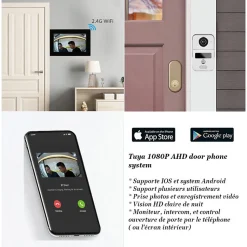 Visiophone connecté wifi pour maison à étages avec 3 écrans