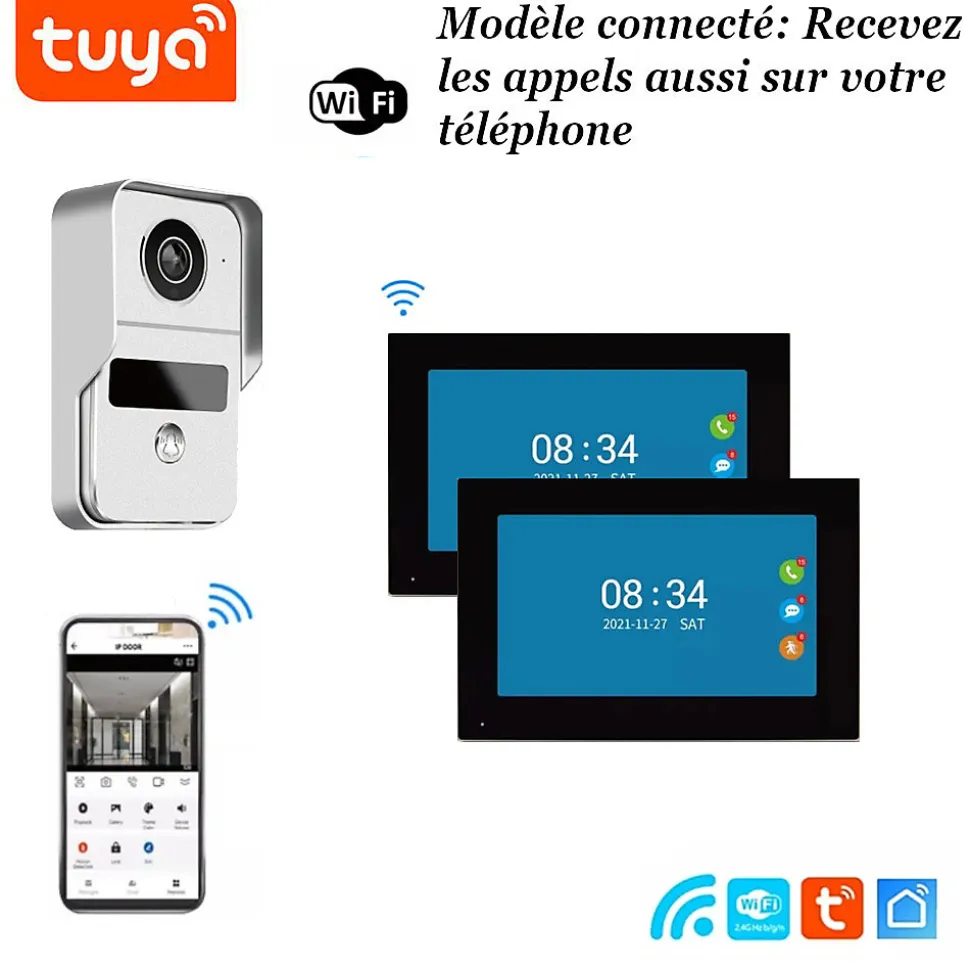 Visiophone connecté wifi pour maison à étages avec 2 écrans