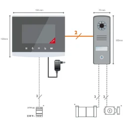 Visiophone filaire écran 4'' et touches tactiles platine de rue 70 mm - Compact - Extel - 720315