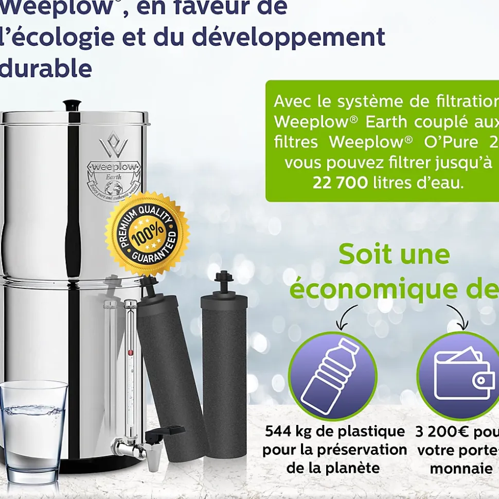 Weeplow Earth 8.5L - système de filtration par gravité pour eau potable
