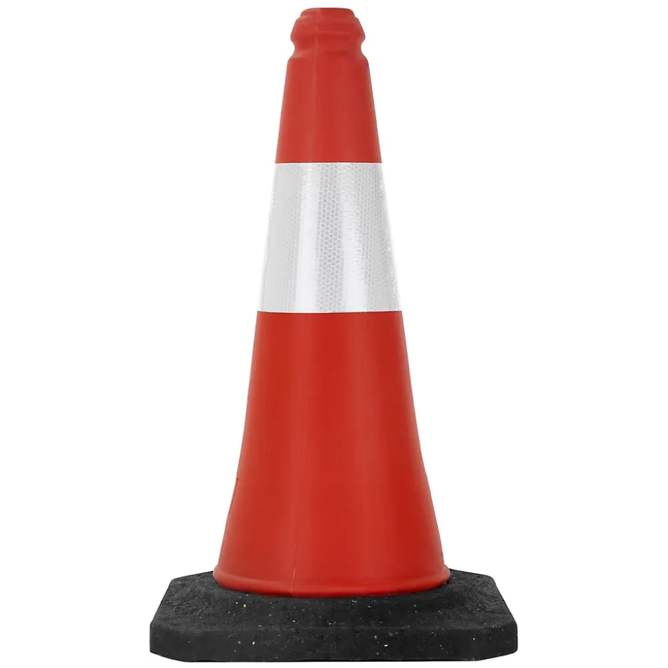 2x Cône de signalisation routière rouge/blanc en PVC 51cm bandes réfléchissantes