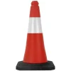 4x Cône de signalisation routière rouge/blanc en PVC 51cm bandes réfléchissantes
