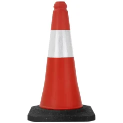 9x Cône de signalisation routière rouge/blanc en PVC 51cm bandes réfléchissantes
