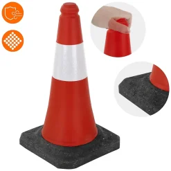 9x Cône de signalisation routière rouge/blanc en PVC 51cm bandes réfléchissantes