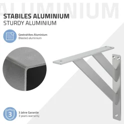 2x Equerres Etagere mural support d'angle en aluminium argent