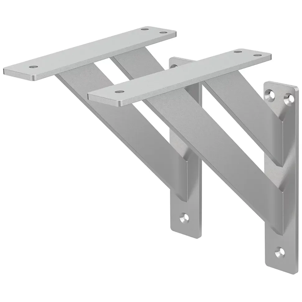 2x Equerres Etagere mural support d'angle en aluminium argent