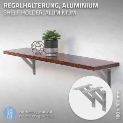 2x Equerres Etagere mural support d'angle en aluminium argent