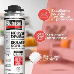 12x Mousse expansive 750ml RUBSON WhiteTeq pistolable isolation thermique et phonique