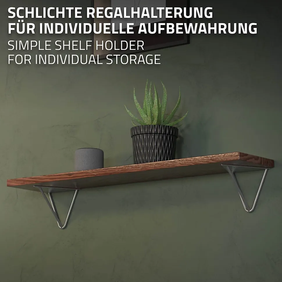 4x Support Etagere d'angle triangle en métal gris avec vis 160 mm