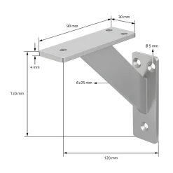 4x Support Etagere murale fixation flottante aluminium argent