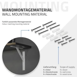4x Support Etagere murale fixation flottante aluminium blanc