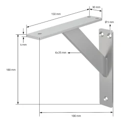 4x Support Etagere murale fixation flottante aluminium argent